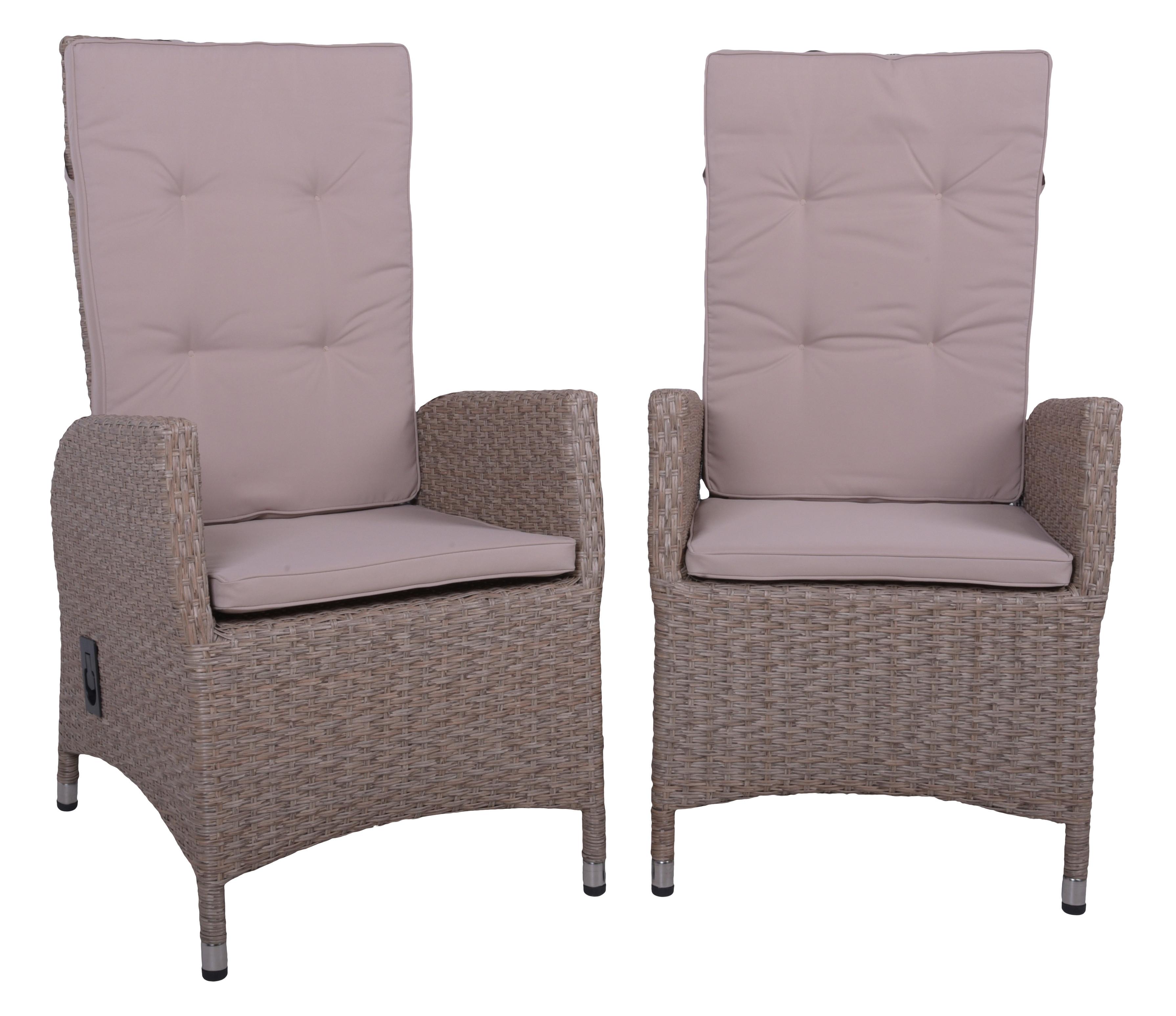 Gartenstuhl-Set Uv-Beständig Braga, Kunststoffgeflecht - Creme/Braun, Basics, Kunststoff/Textil (68/109/60cm) - Gardenson