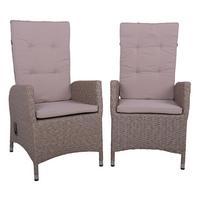 Gartenstuhl-Set Uv-Beständig Braga, Kunststoffgeflecht - Creme/Braun, Basics, Kunststoff/Textil (68/109/60cm) - Gardenson