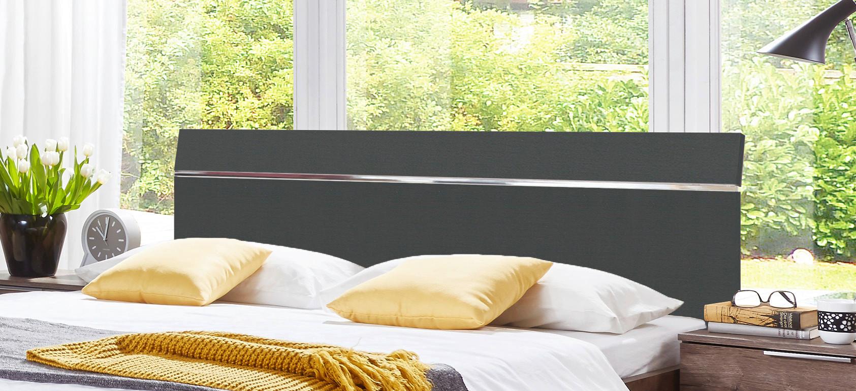 Záhlavie LEVEL BEDS B pre š. 180cm, grafit/chróm - grafitová/chrómová, Modern, kompozitné drevo (188/50/5cm)