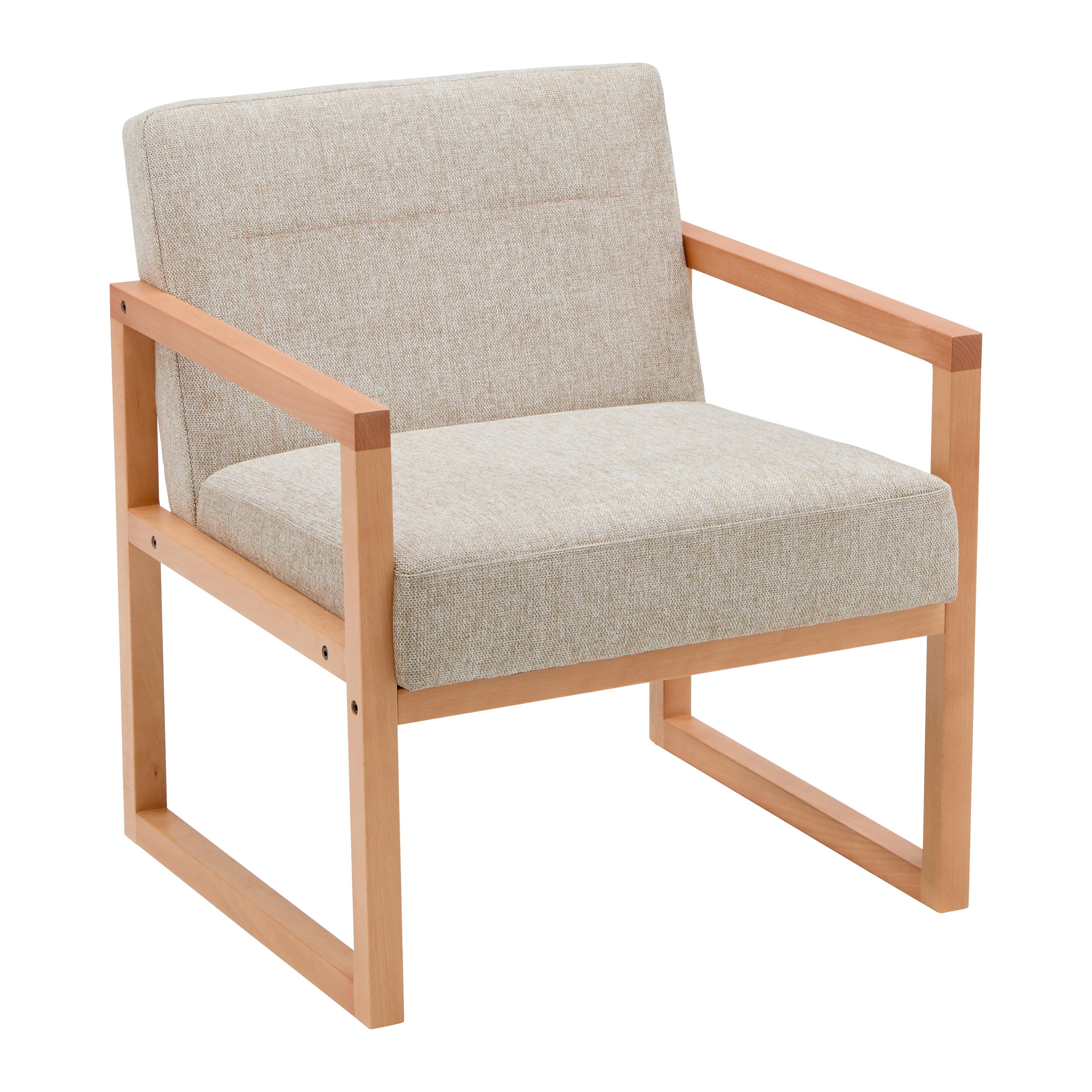 Kreslo MALMÖ, svetlě šedá, bukový masiv - světle šedá/přírodní barvy, Moderní, dřevo/textil (65/75/69cm) - Mömax