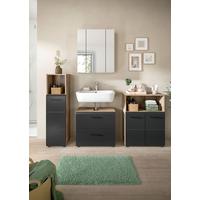 Badezimmer Ice Schwarz/Eiche Dekor B: 150cm - Eiche dunkel/Schwarz, Basics, Holzwerkstoff (150cm) - MID.YOU