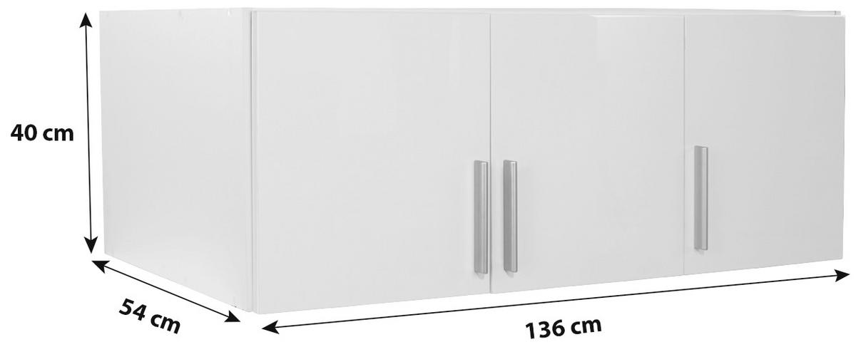 NÁSTAVEC NA ŠATNÍ SKŘÍŇ KE 3-DV. SKŘÍNI CELLE - bílá/barvy hliníku, Moderní, dřevo/plast (136/40/54cm)