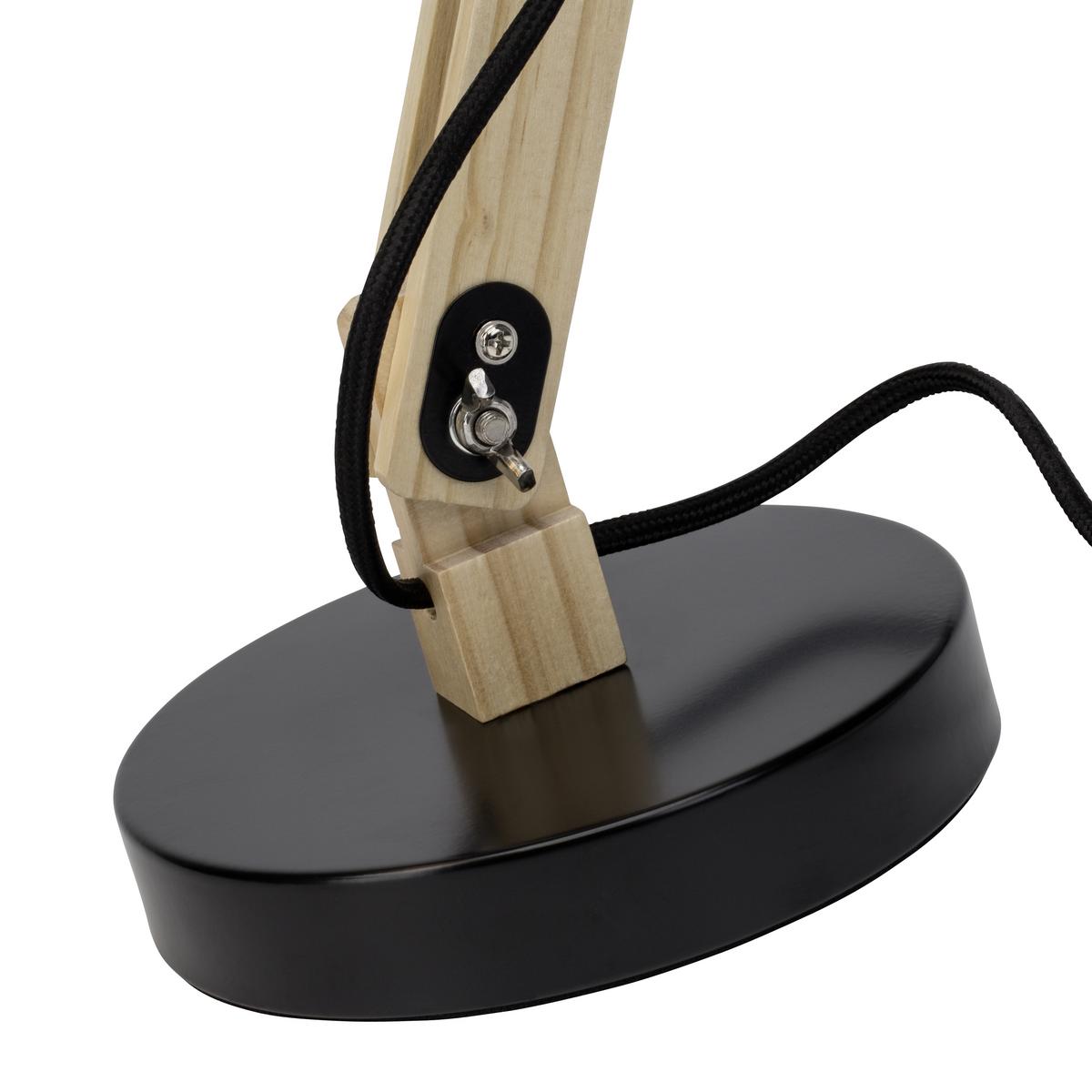 Schreibtischlampe Moda Schwarz mit Schnurschalter - Schwarz, Natur, Holz/Metall (41,5/16/32cm) - Brilliant