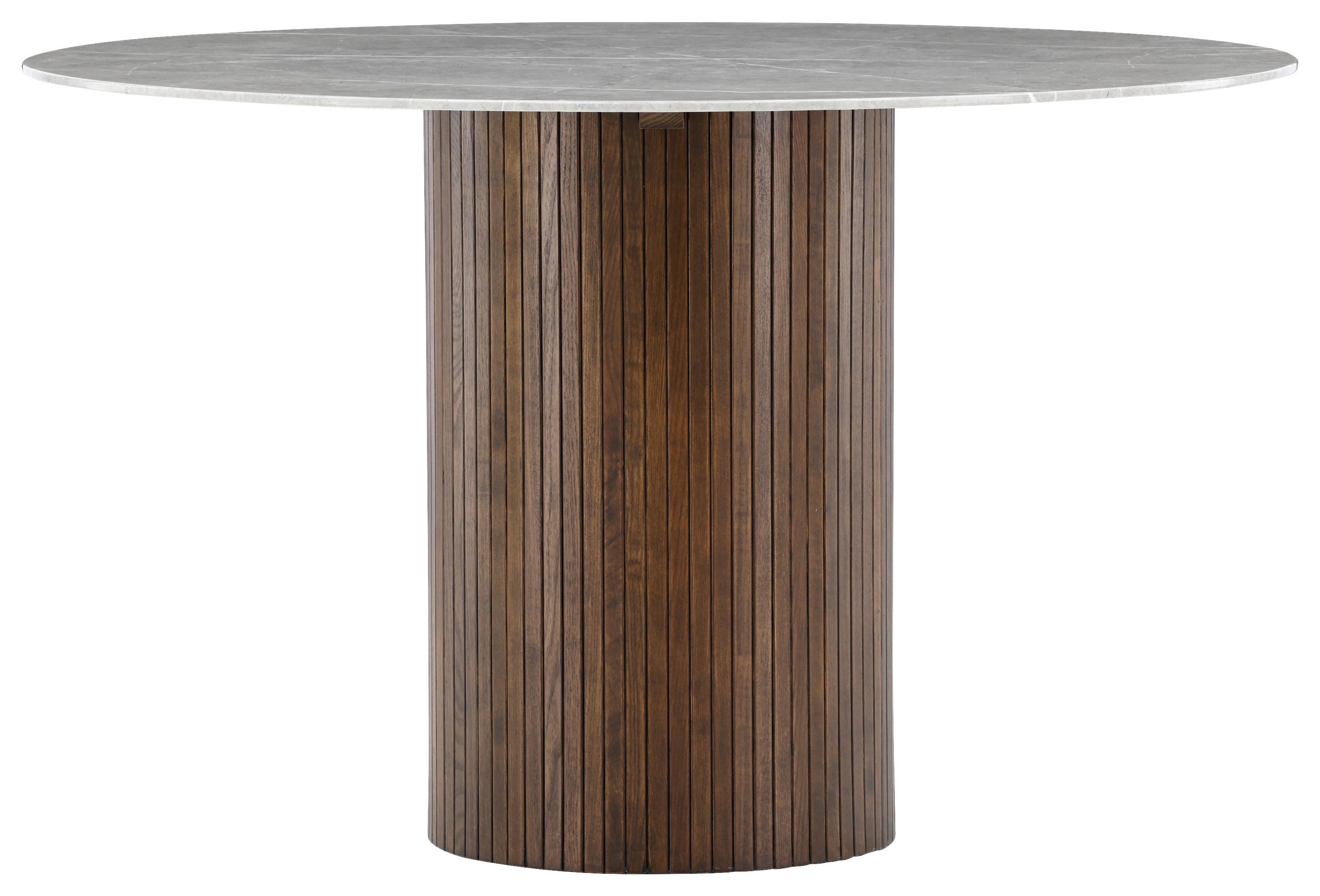 Esstisch Härön - Dunkelgrau/Braun, Design, Glas/Holz (120/120/74cm) - Livetastic