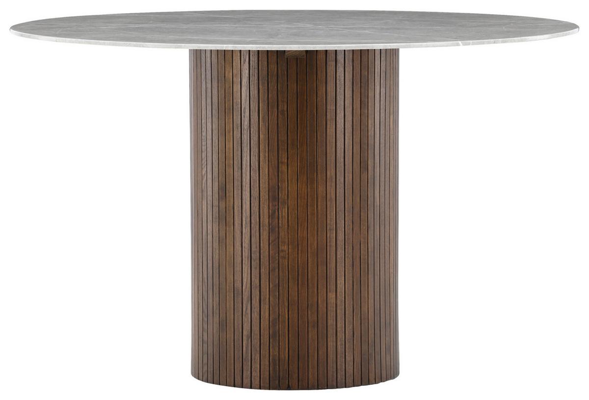 Esstisch Härön - Dunkelgrau/Braun, Design, Glas/Holz (120/120/74cm) - Livetastic