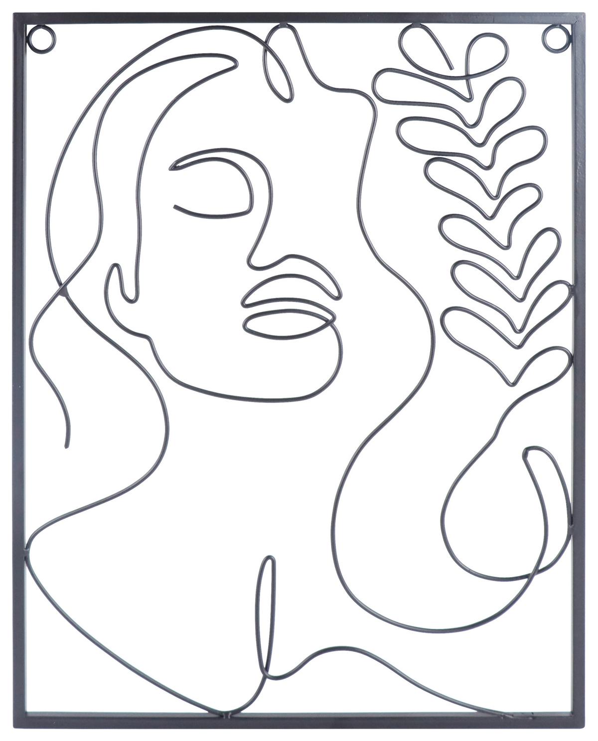 Dekorace na zeď Lady, 36/45cm - černá, Moderní, kov (36/45cm) - Mömax