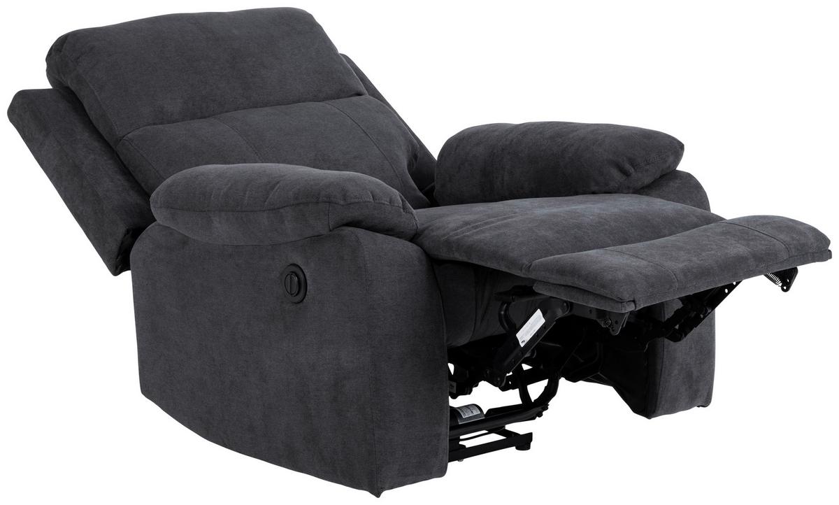 Relaxsessel Elektrisch Mora Polyester Dunkelgrau - Dunkelgrau/Schwarz, KONVENTIONELL, Textil (89,5/98/95cm) - MID.YOU