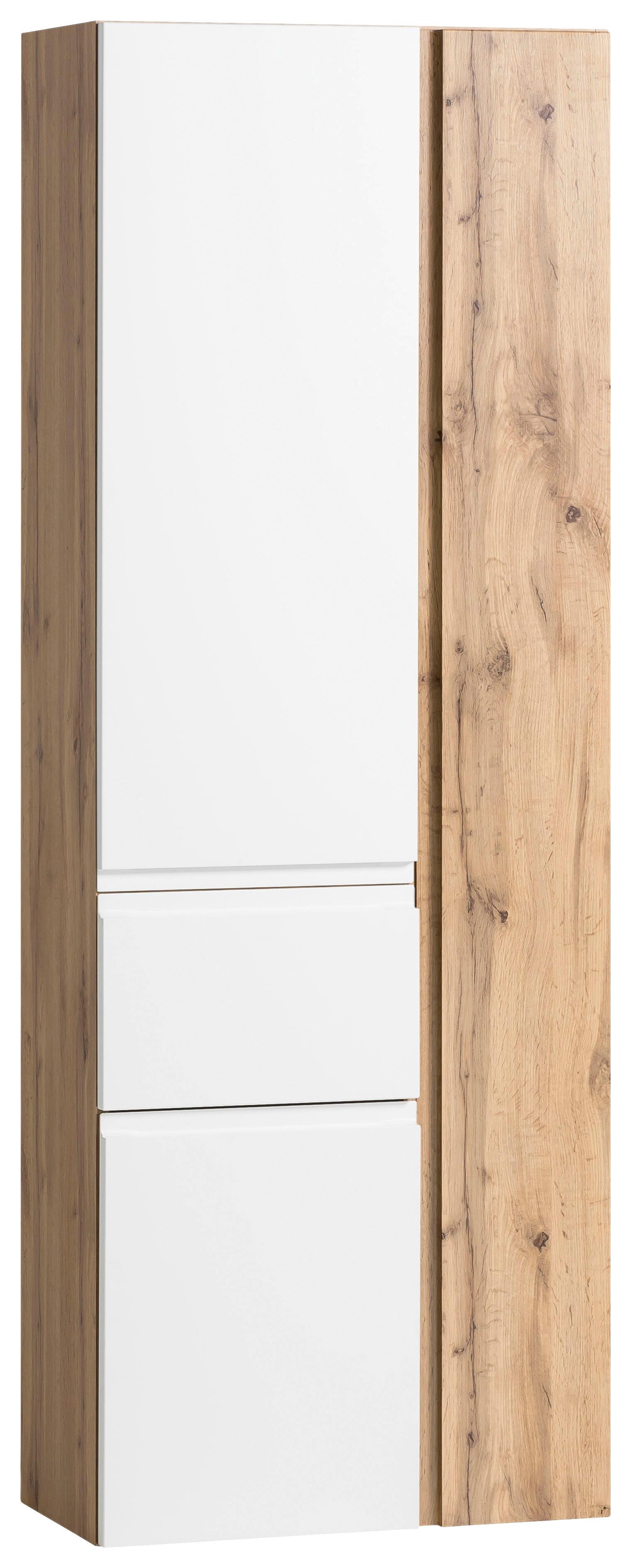 Badezimmer Hochschrank Varese BxH 65x180 cm Weiß/Eiche Dekor - Eiche Wotan/Weiß, MODERN, Holzwerkstoff (65/180/35cm) - Held