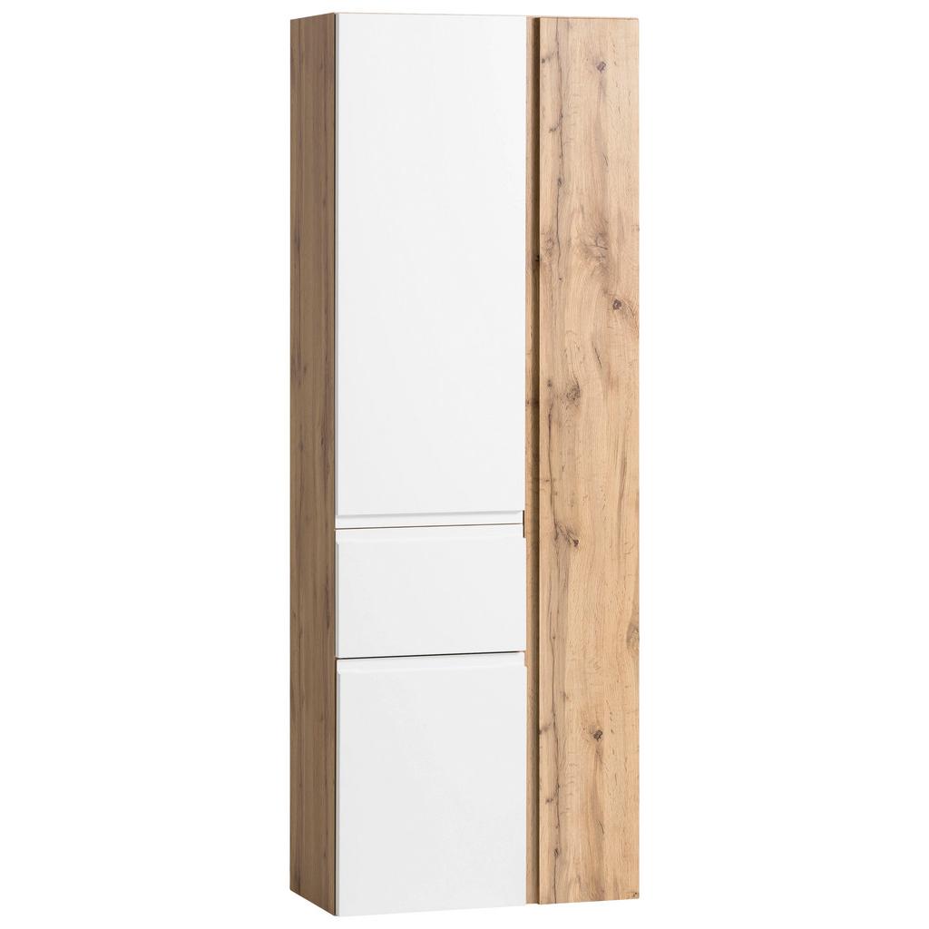 Badezimmer Hochschrank Varese BxH 65x180 cm Weiß/Eiche Dekor
