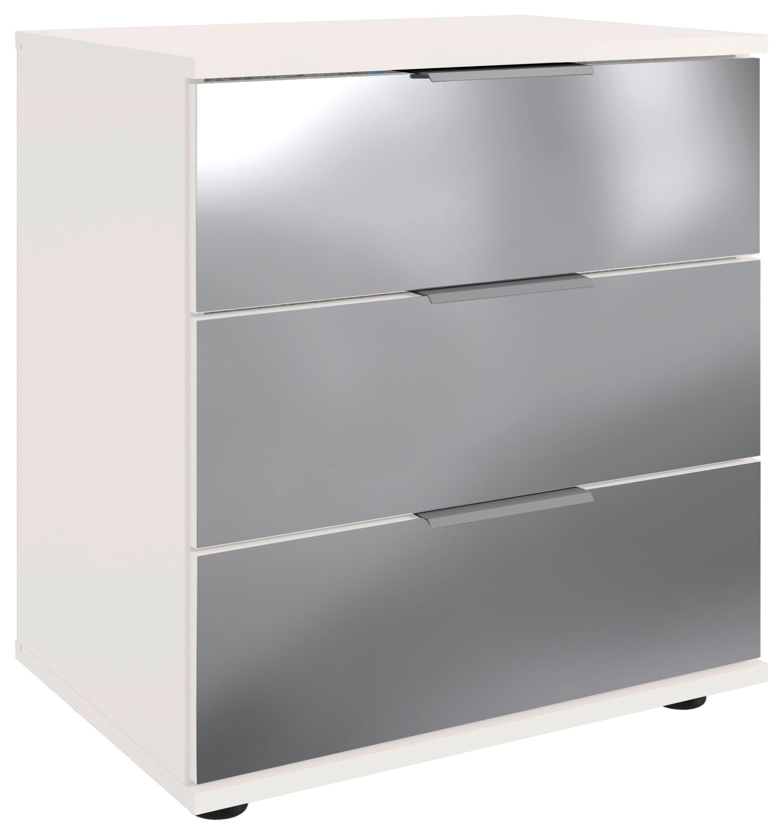 Éjjeliszekrény Saigon 52/58cm - alumínium színű/fehér, Modern, faalapú anyag/Üveg (52/58/38cm) - MID.YOU