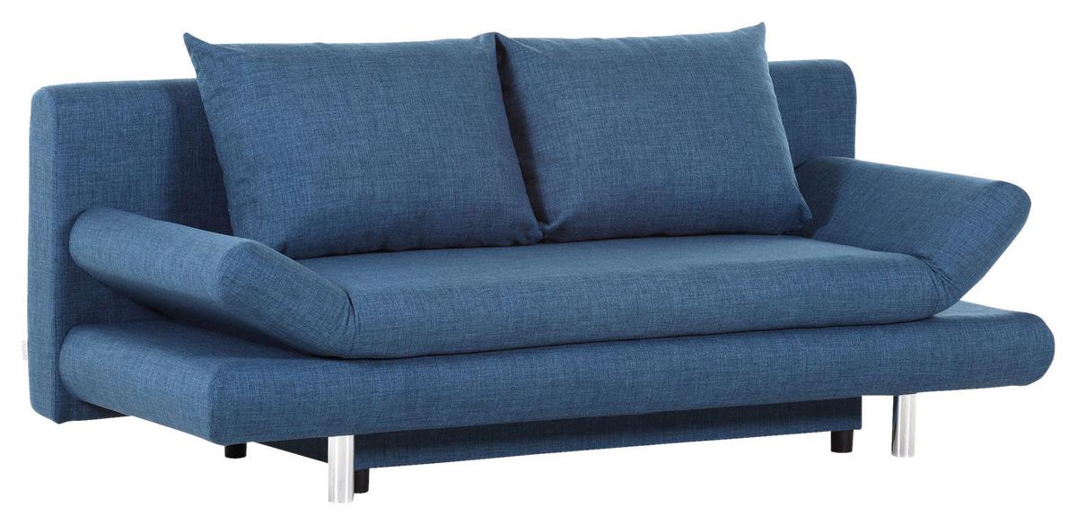 Schlafsofa Sorini, Blau B: 194 Cm - Chromfarben/Blau, Design, Textil (194/73/91cm) - MID.YOU