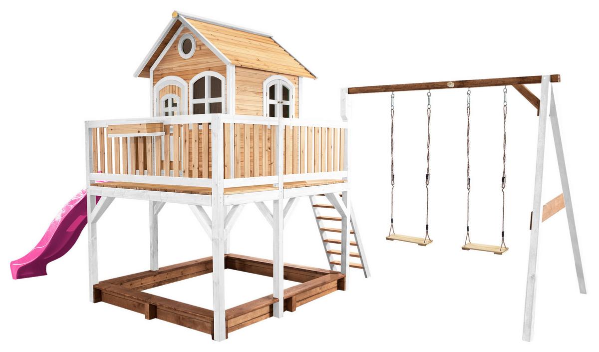 Spielturm A030.153.41 - Lila/Braun, KONVENTIONELL, Holz (613/291/277cm) - Ambia Garden