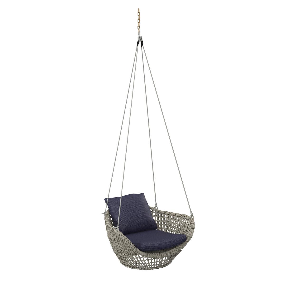 ZÁVĚSNÉ KŘESLO ELODIE - modrá/krémová, Moderní, kov/textil (83/73/48cm) - Bessagi Garden