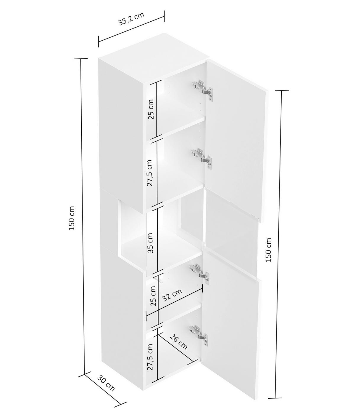 BADEZIMMER Limes, Weiß HG B: 120 cm - Weiß Hochglanz/Weiß, Basics, Holzwerkstoff/Stein (120cm) - MID.YOU