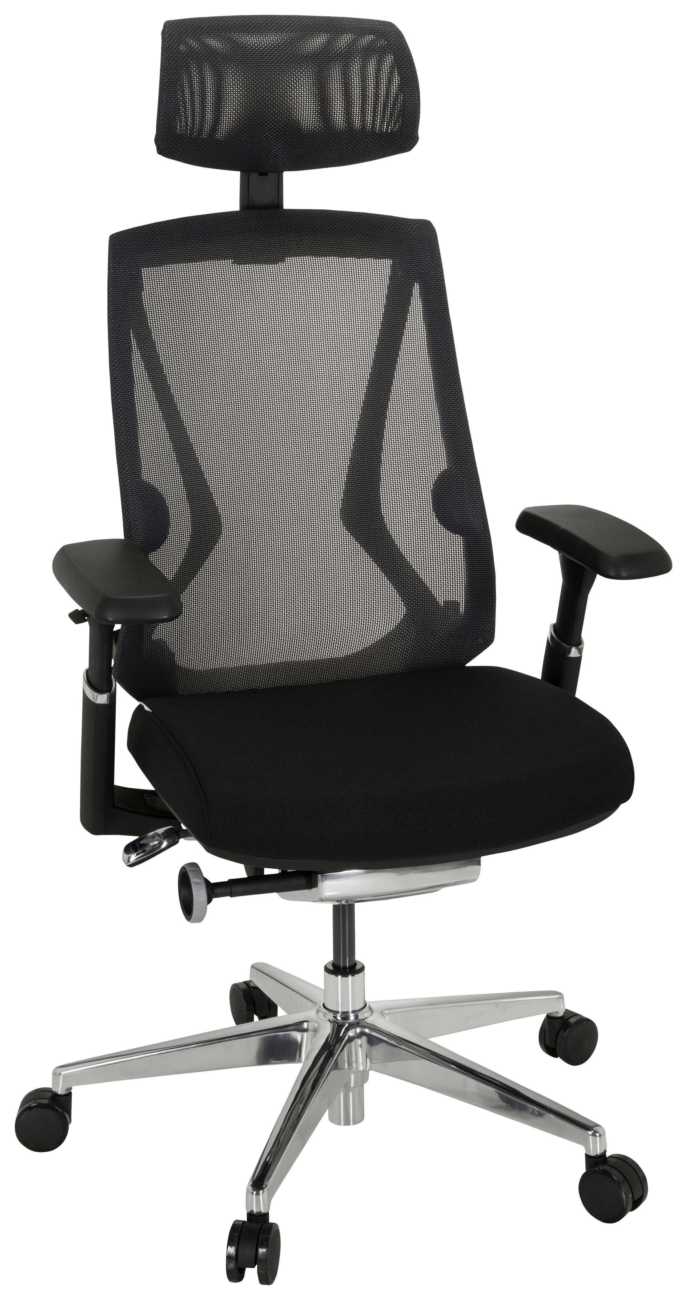 Drehstuhl Inspero Schwarz - Silberfarben/Schwarz, MODERN, Kunststoff/Textil (75/120/75cm) - MID.YOU