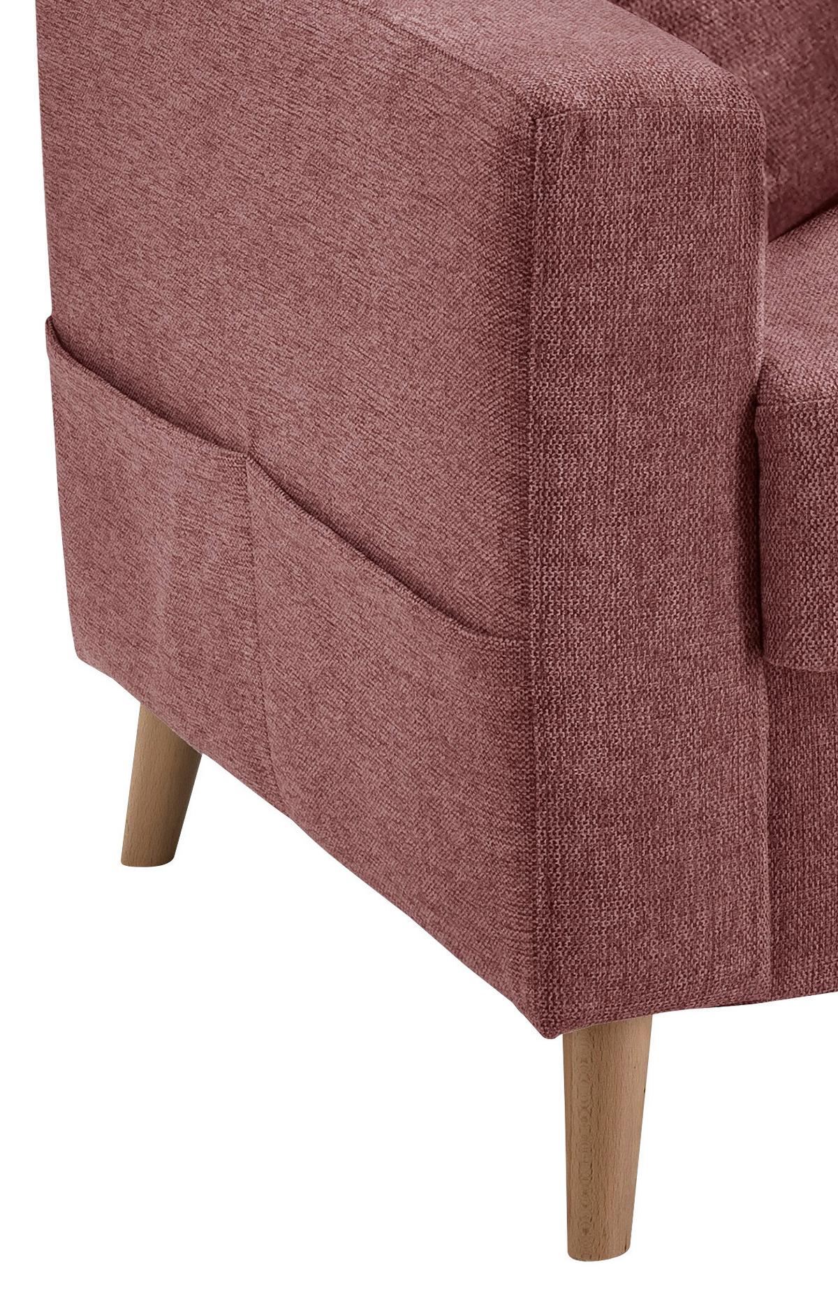 Ecksofa mit Schlaffunktion Valentina mit Kissen Rosa - Rosa/Naturfarben, KONVENTIONELL, Textil (228/150cm) - P & B