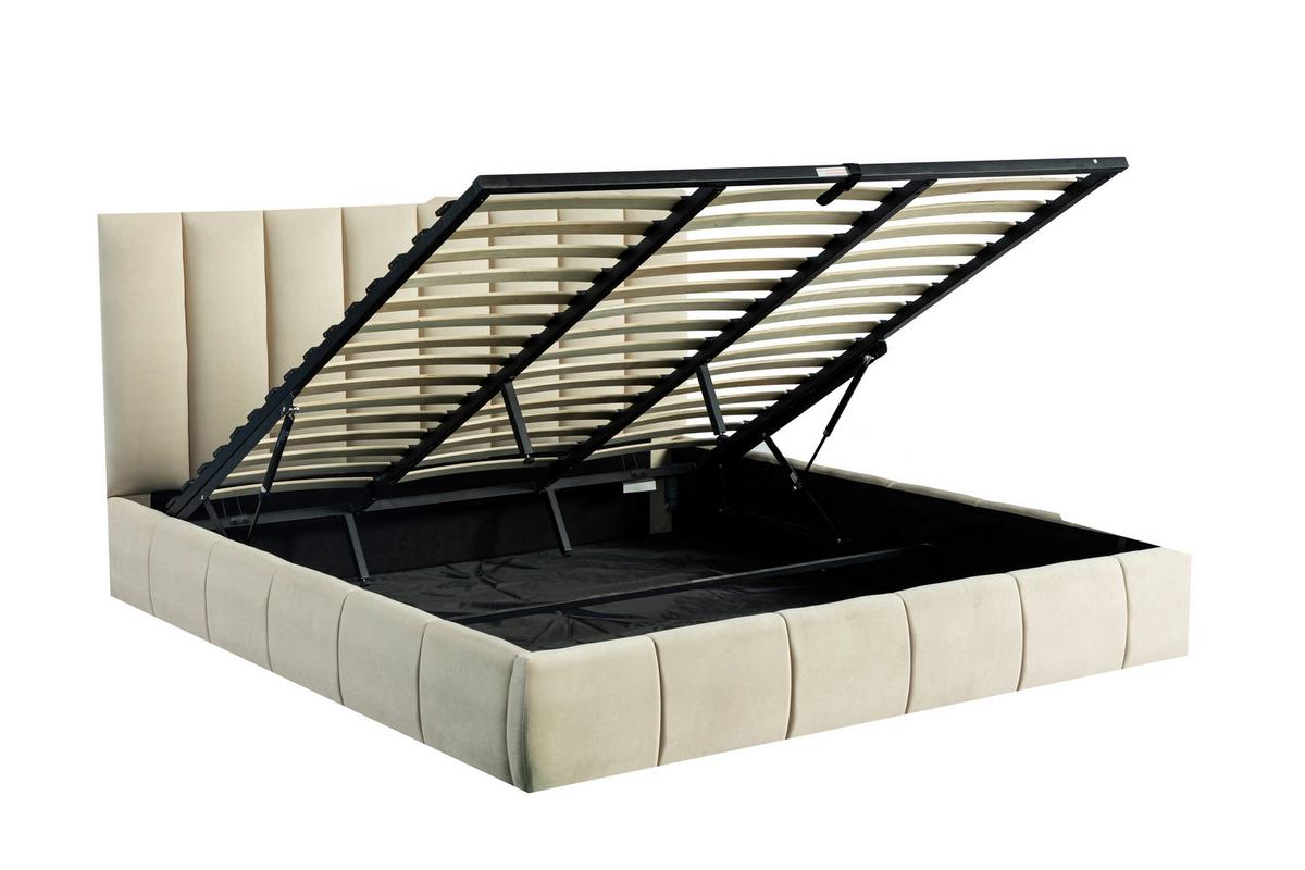 Polsterbett Damast Beige B: 195 Cm - Beige/Schwarz, Design, Holzwerkstoff/Textil (195/110/223cm) - Livetastic