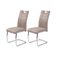 Schwingstuhl-Set Flora Beige B: 43 cm - Chromfarben/Beige, MODERN, Textil/Metall (43/98/59cm) - MID.YOU