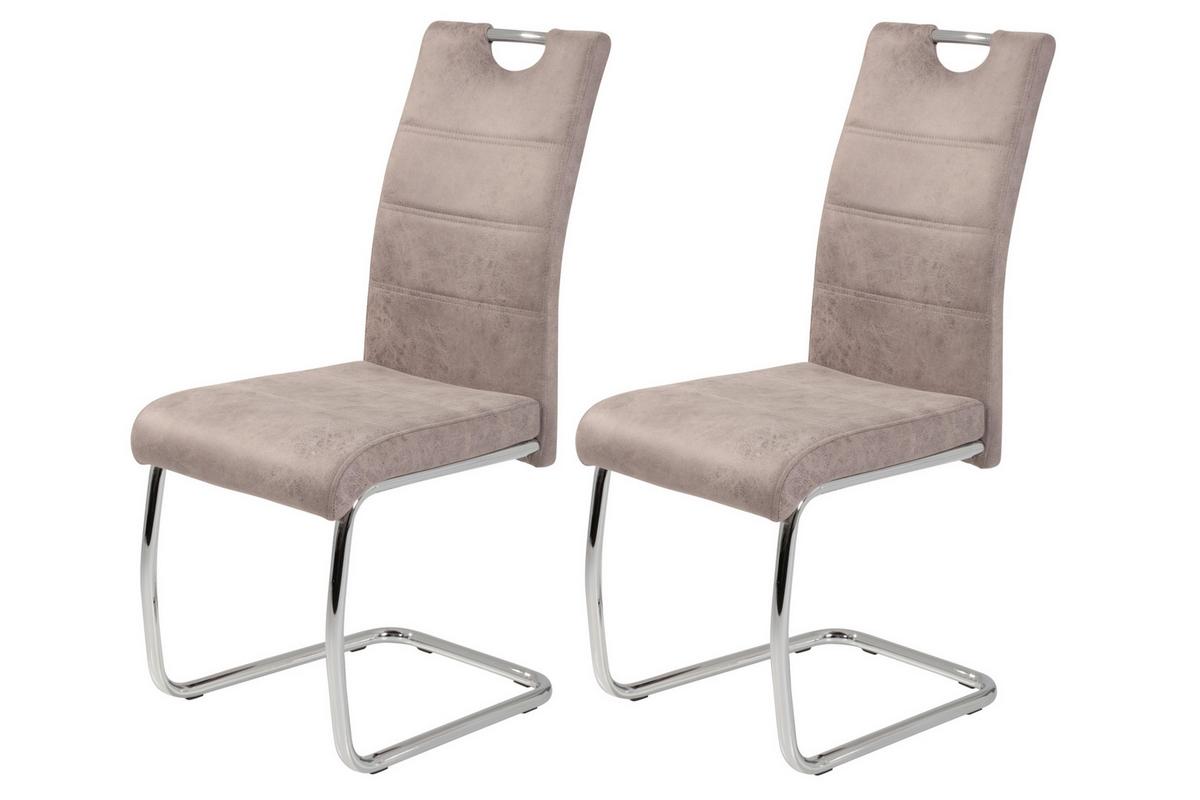 Schwingstuhl-Set Flora Beige B: 43 cm - Chromfarben/Beige, MODERN, Textil/Metall (43/98/59cm) - MID.YOU