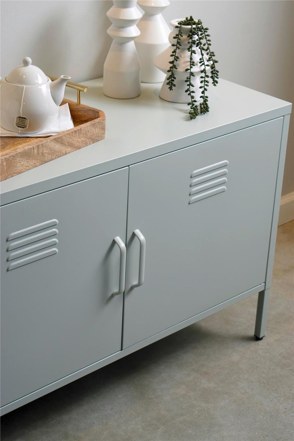 Highboard Mission District Hellgrün B: 100 cm - Hellgrün, Design, Metall (100/64/40cm) - MID.YOU