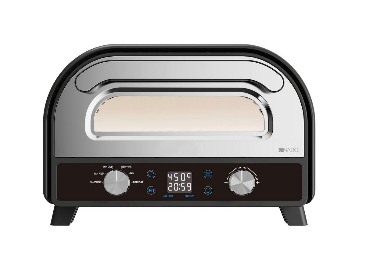 Pizzaofen inkl. Pizzaheber Pizzastein, Teigschneider - Edelstahlfarben, Basics, Metall (44,5/30,4/55,3cm) - Nabo