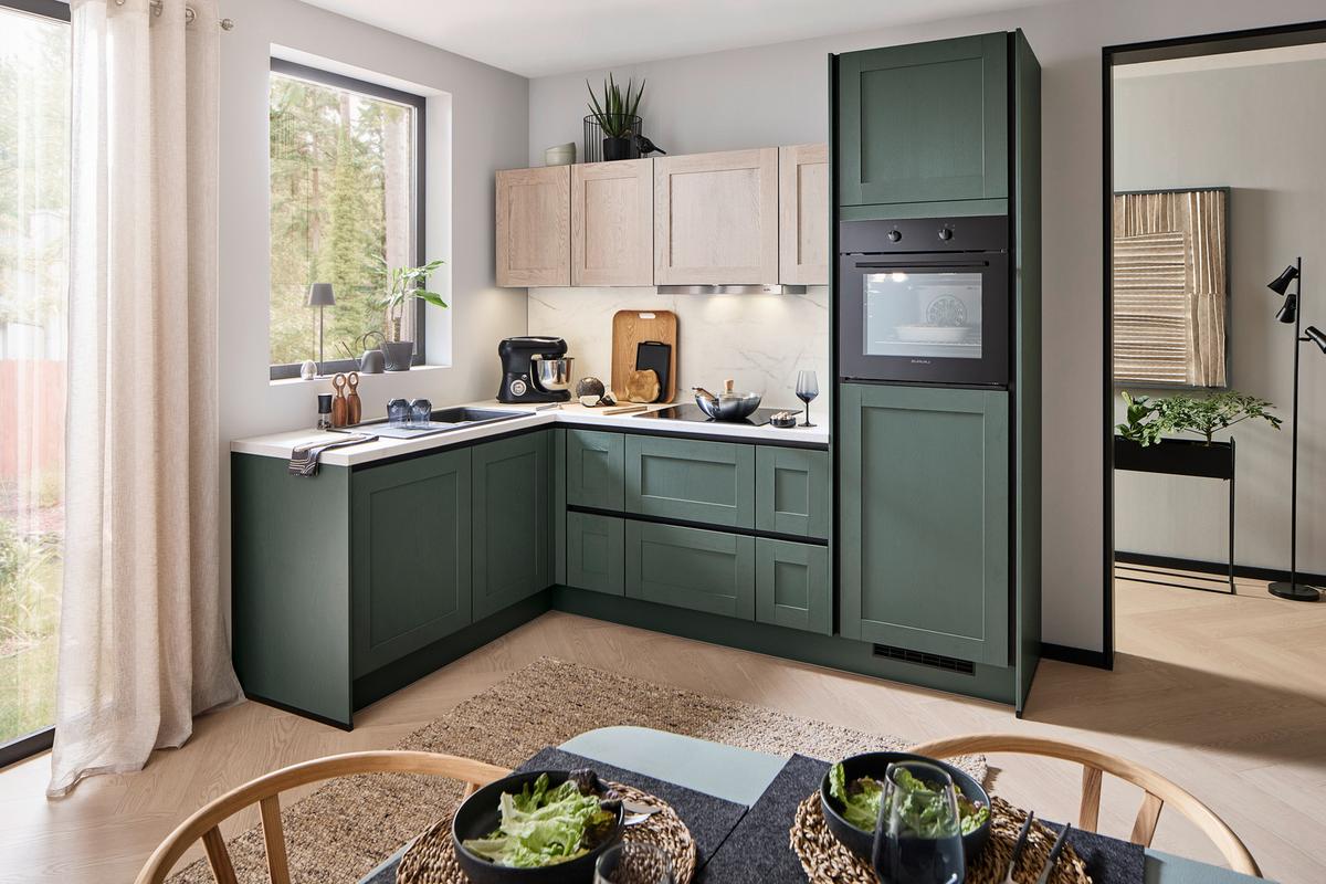 Eckküche Pn 500 - Eichefarben/Graphitfarben, ROMANTIK / LANDHAUS, Holzwerkstoff (176,6/253,2cm) - Pino