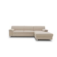Ecksofa Jamie Rücken echt Beige Webstoff - Chromfarben/Beige, KONVENTIONELL, Textil (251/150cm) - MID.YOU