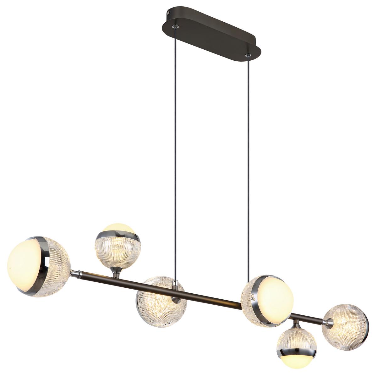 LED-Hängeleuchte 56011-6 - Klar/Chromfarben, KONVENTIONELL, Kunststoff/Metall (91/28cm) - Globo