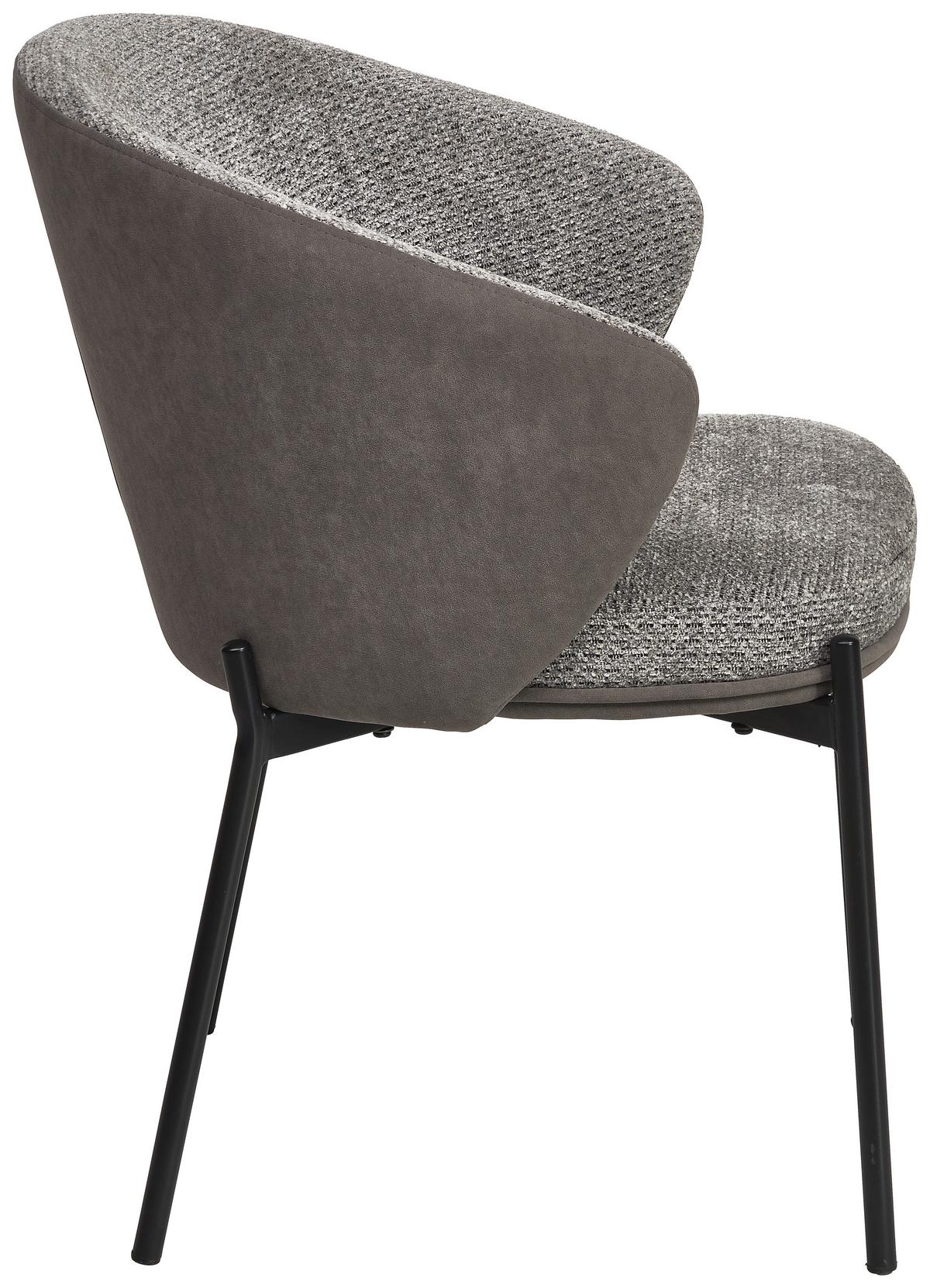 Armlehnstuhl Cara Samt Grau B: 56 cm - Schwarz/Grau, MODERN, Textil/Metall (56/76,5/57,5cm) - MID.YOU