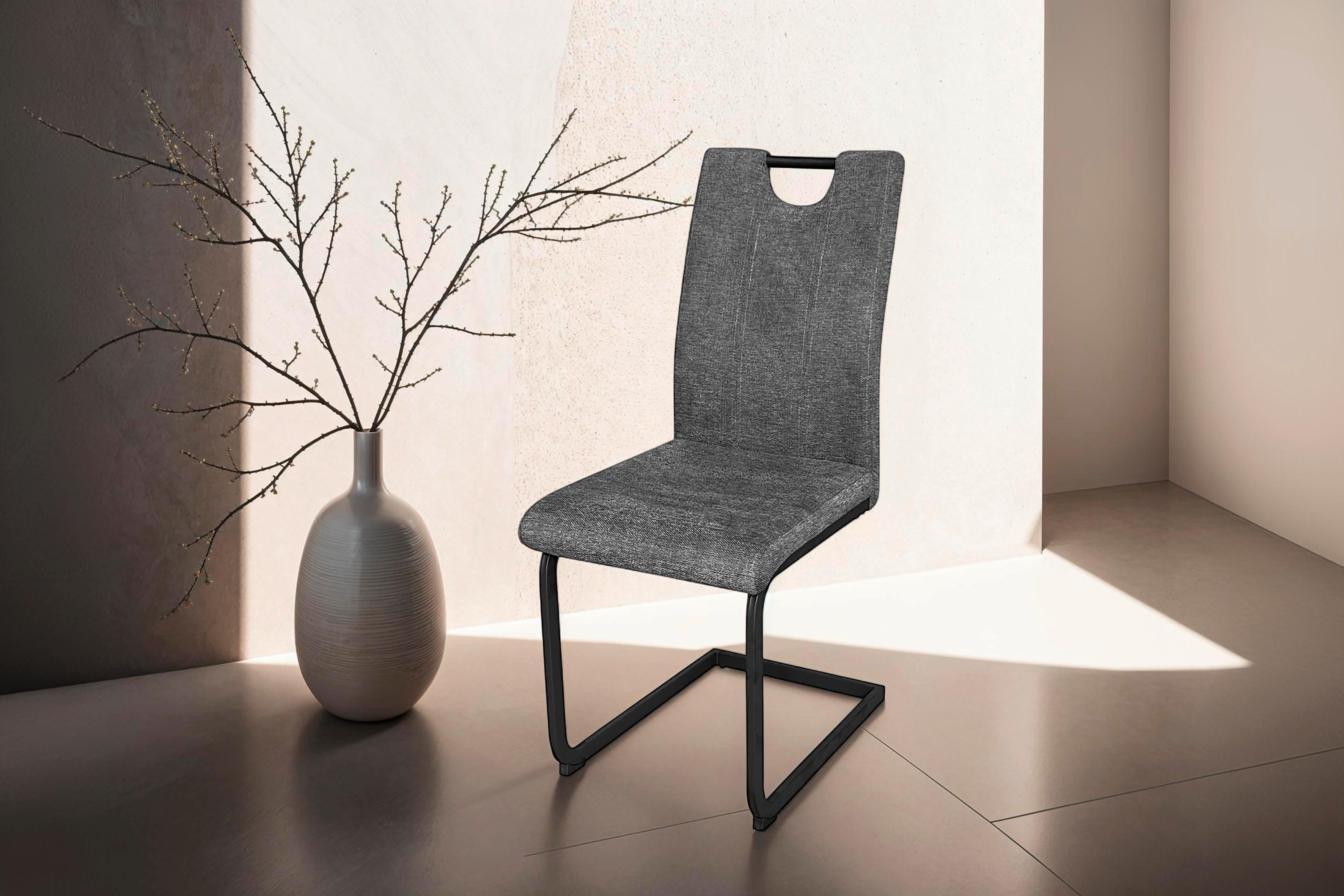 Schwingstuhl-Set Banff, Anthrazit, B: 42 cm - Anthrazit/Schwarz, Design, Textil/Metall (42/97/58cm) - MID.YOU