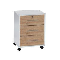 ROLLCONTAINER OFFICE EDITION - Eichefarben/Weiß, LIFESTYLE, Holzwerkstoff (44/58cm) - MID.YOU