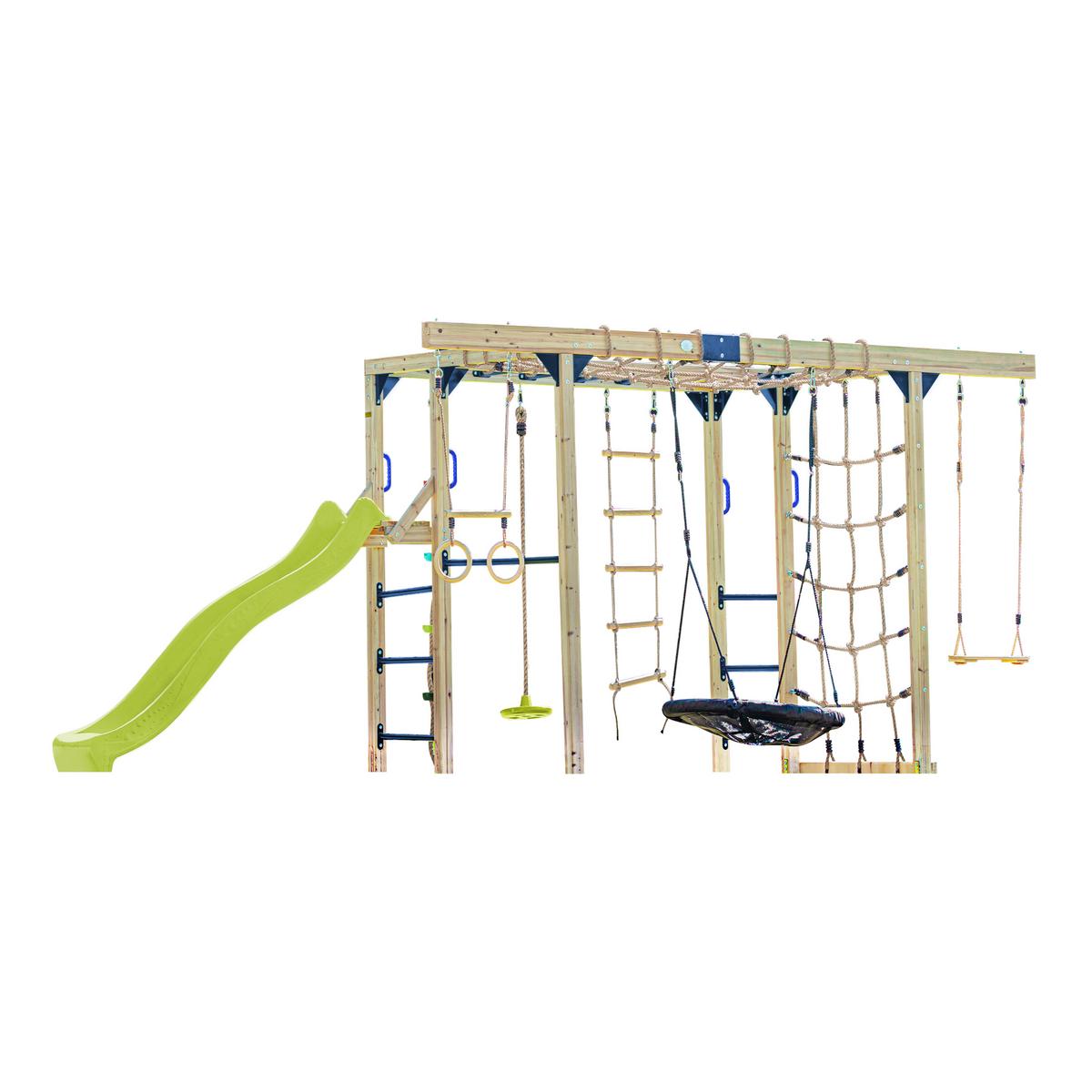 Klettergerüst Mit Rutsche Limegrün - Blau/Limette, Basics, Holz/Kunststoff (522,5/196/205cm) - Ambia Garden