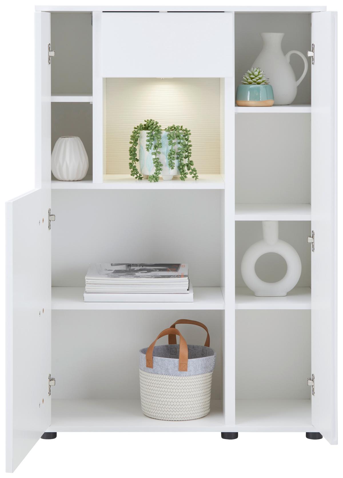 VYSOKÁ KOMODA ALABAMA - bílá/černá, Moderní, kov/kompozitní dřevo (83/126/38cm)