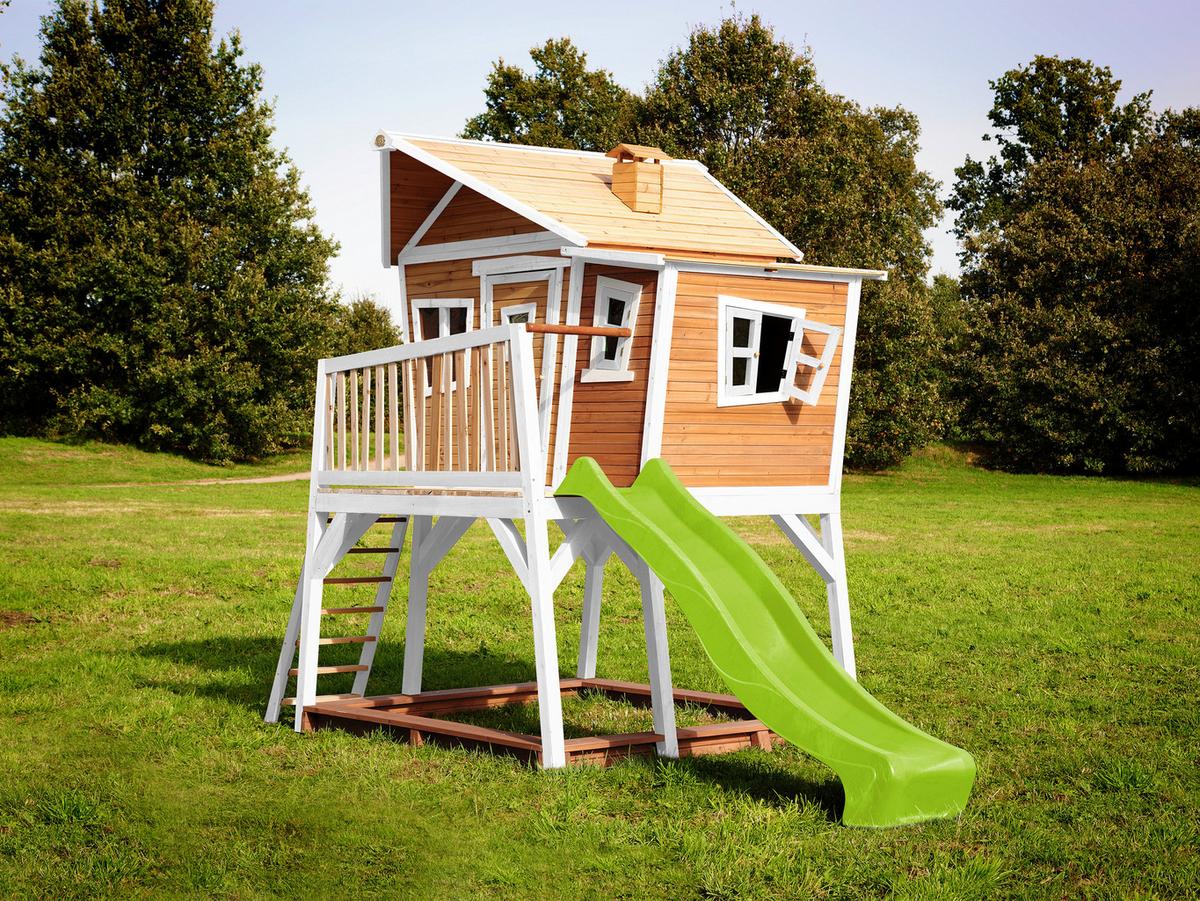 Spielturm A030.150.11 - Hellgrün/Braun, KONVENTIONELL, Holz (432/288/193cm) - Ambia Garden