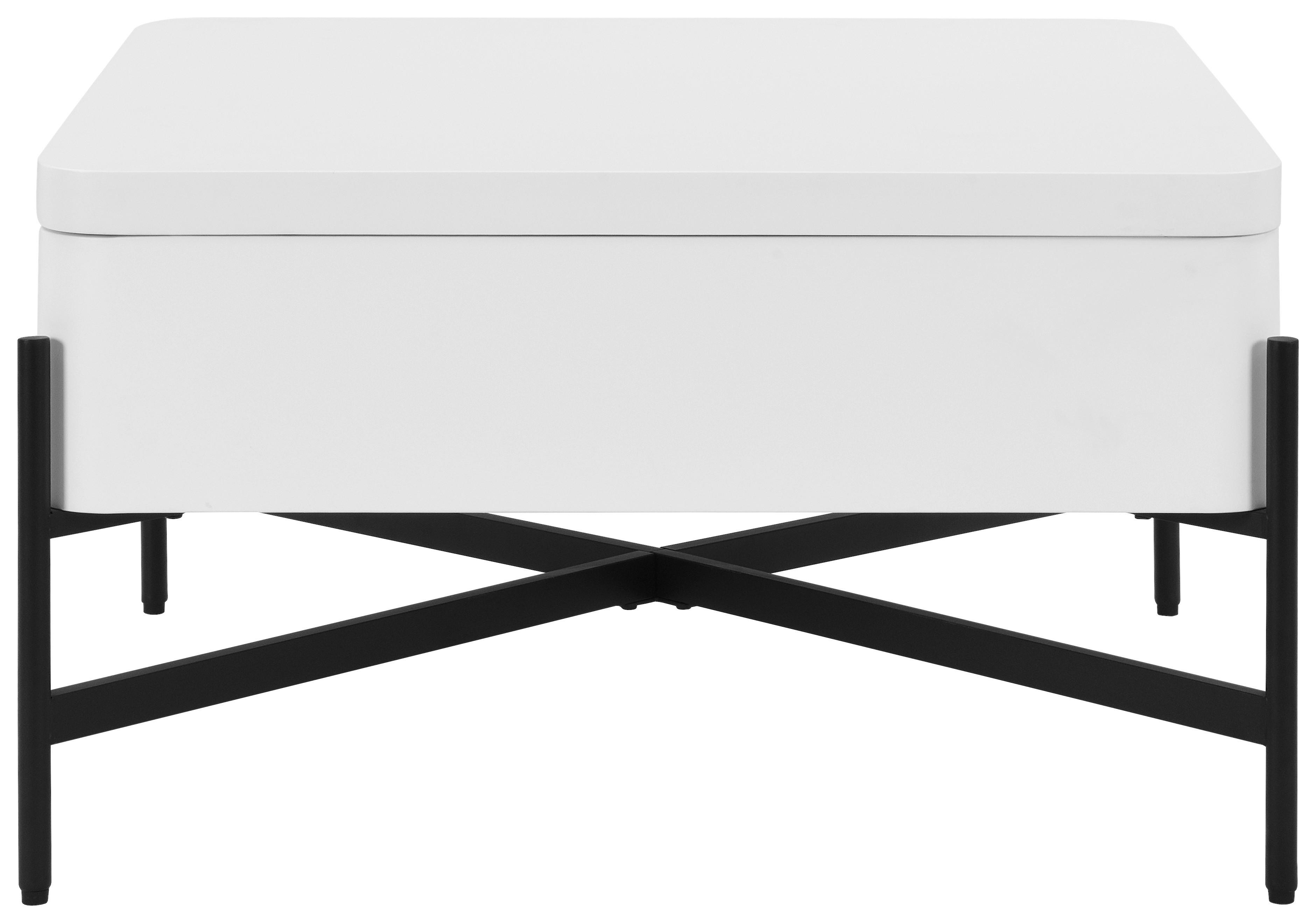 Couchtisch Calvasi rund MDF weiß, B: 75cm - Schwarz/Weiß, MODERN, Holzwerkstoff/Metall (75/45/75cm)
