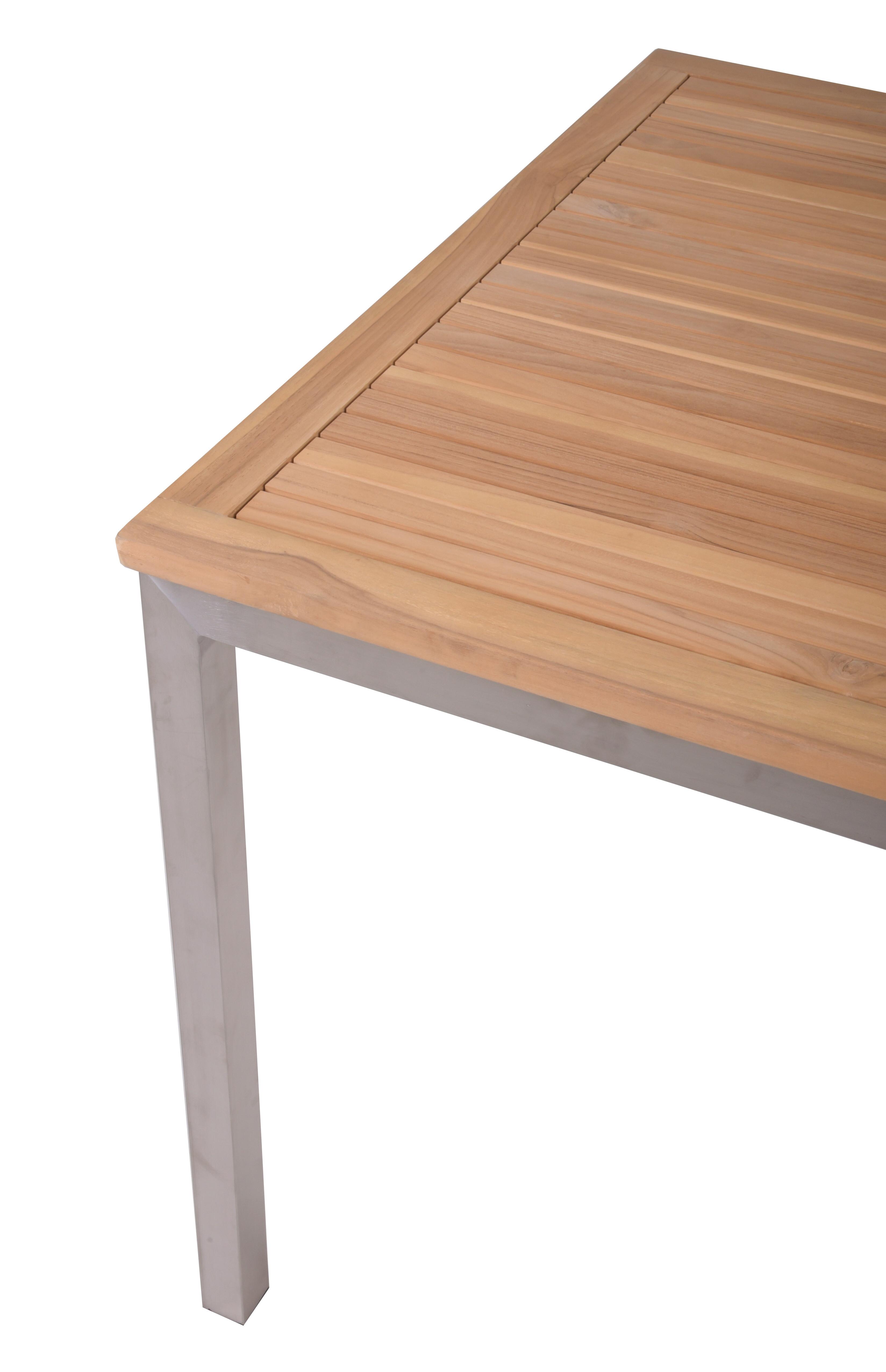 Gartentisch Denver Teakholz L: 90cm - Silberfarben/Teakfarben, MODERN, Holz (90/90/75cm) - Gardenson