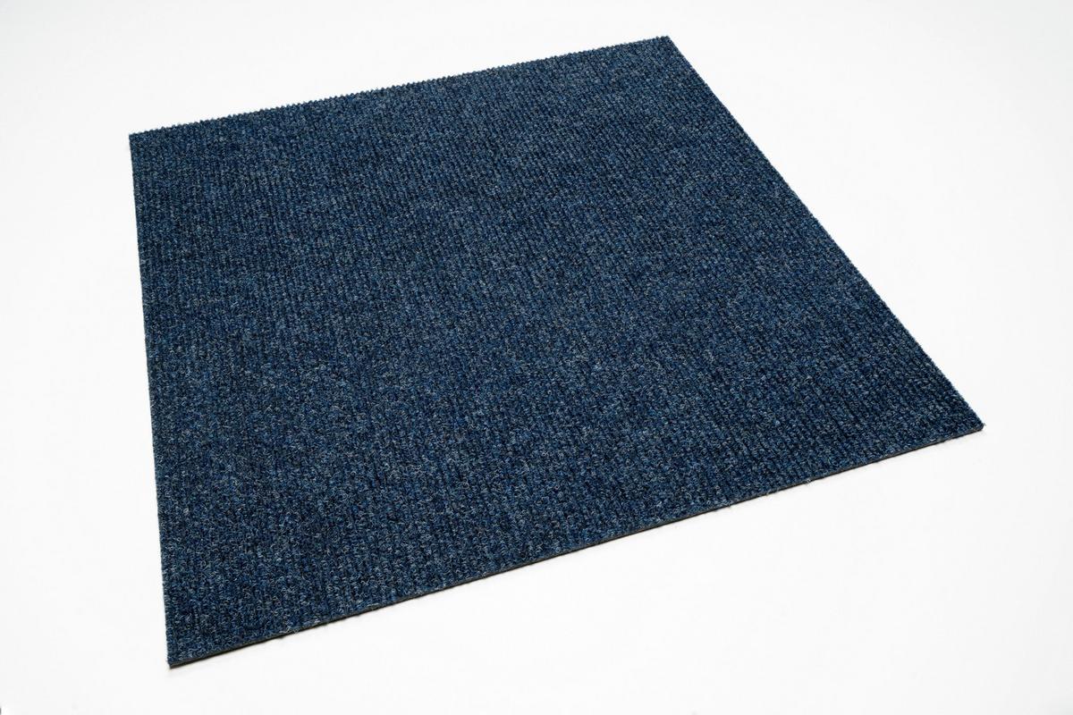 Teppichfliese Blau Solid Rib 50x50 cm Florhöhe 2,5 mm - Basics, Textil (50/50cm)