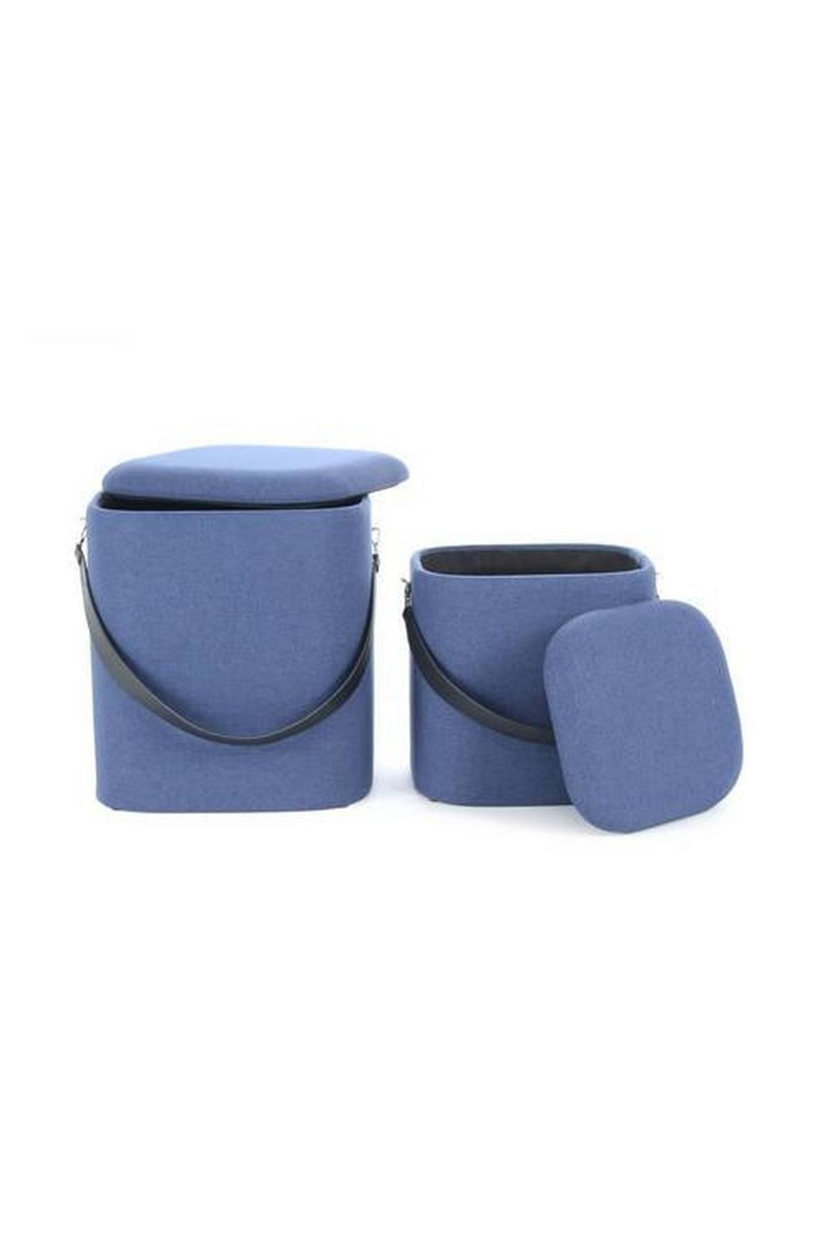SADA TABURETŮ ARABELLA - modrá/černá, Basics, textil/plast (35,5/44/35,5cm)