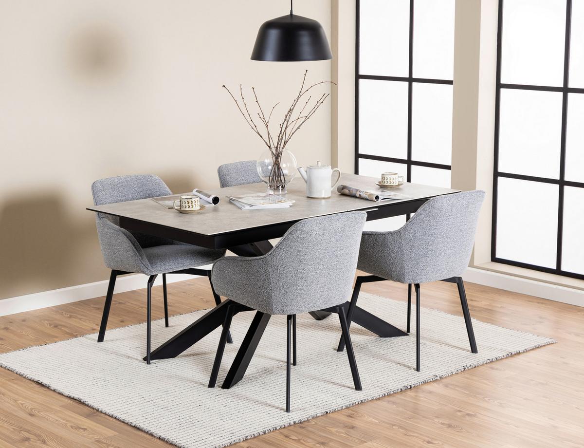 Esstisch Irwine H000023566 - Schwarz/Grau, Design, Glas/Keramik (168-210/90/76cm) - MID.YOU