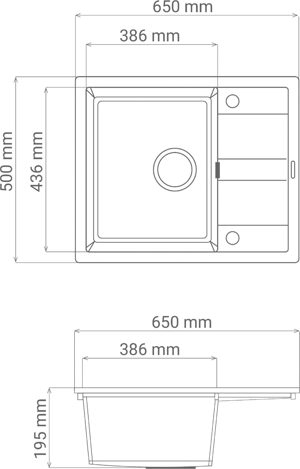 Spüle Nashville Schwarz 65x20 cm - Schwarz, Basics, Stein (65/20/50cm) - Respekta