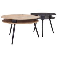Couchtisch Rund 2er-Set Madrigal - Wildeiche/Schwarz, Basics, Holzwerkstoff (90/90/51cm) - P & B