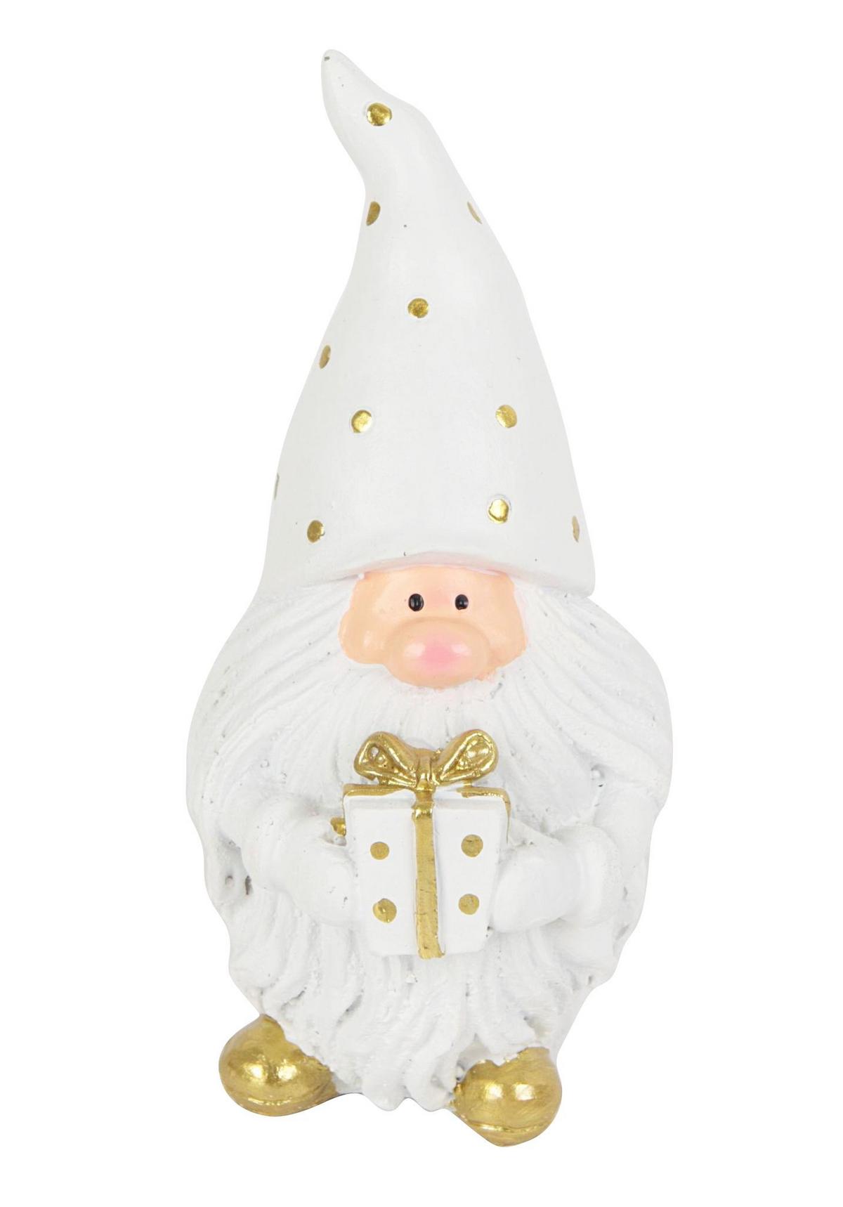 Weihnachtsmann Simon - Goldfarben/Weiß, KONVENTIONELL, Kunststoff (7,5/9/13cm) - Luca Bessoni