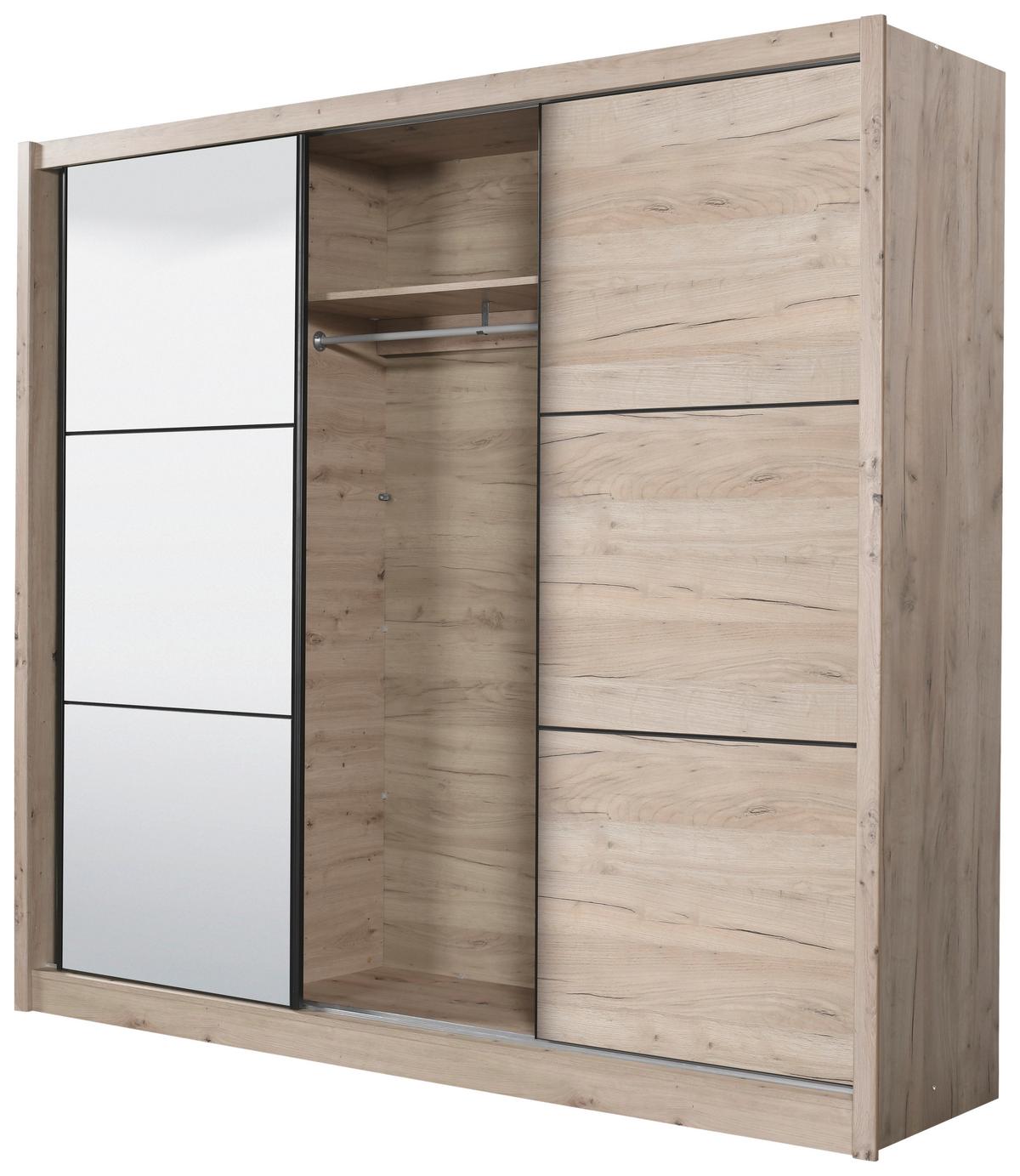 Tolóajtós Szekrény Navara 242/215,5 Cm - tölgyfa, Basics (242/215,5/60,5cm)