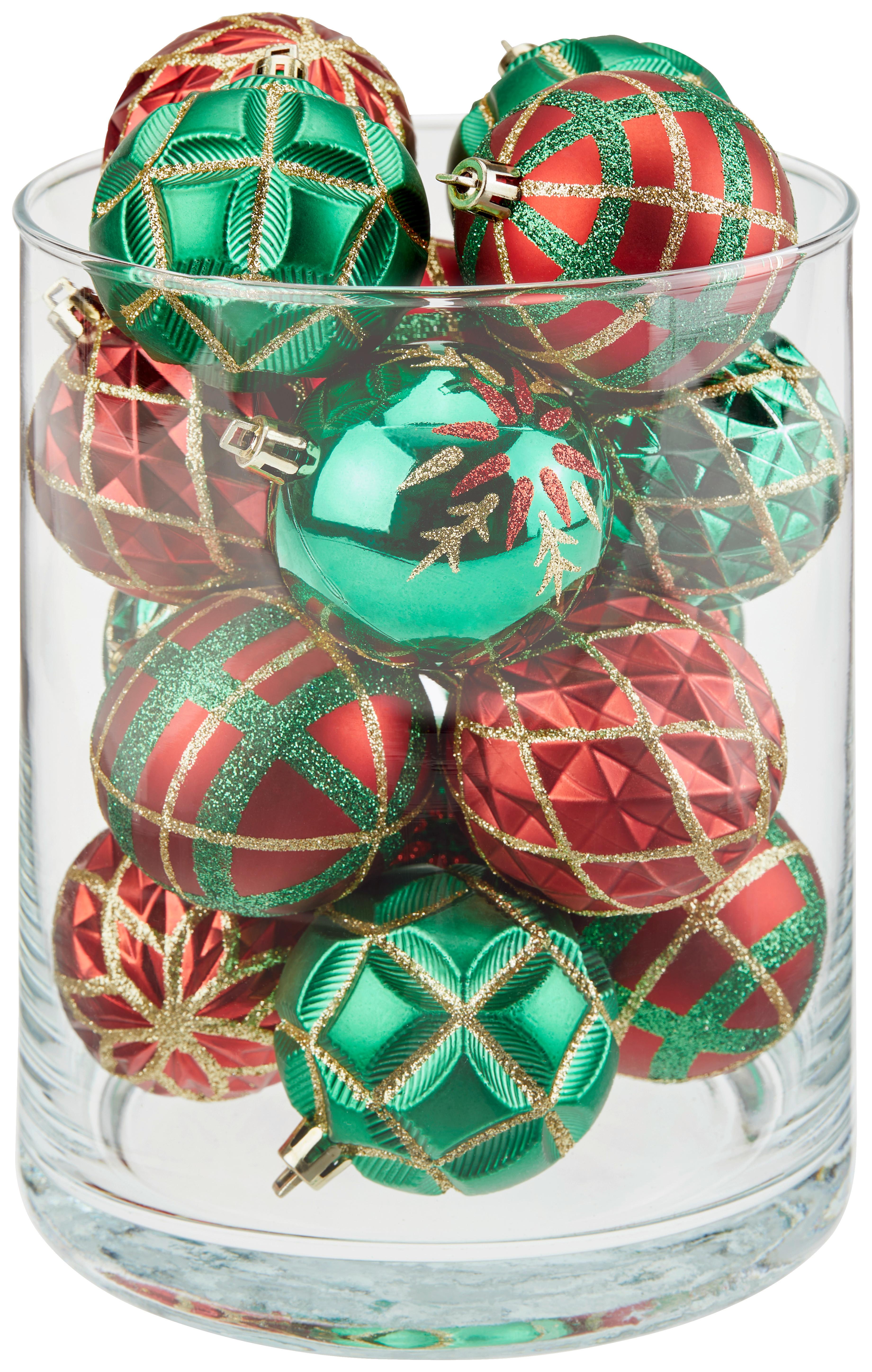 Christbaumkugel-Set Dag - Rot/Goldfarben, KONVENTIONELL, Karton/Kunststoff (6cm) - Ondega
