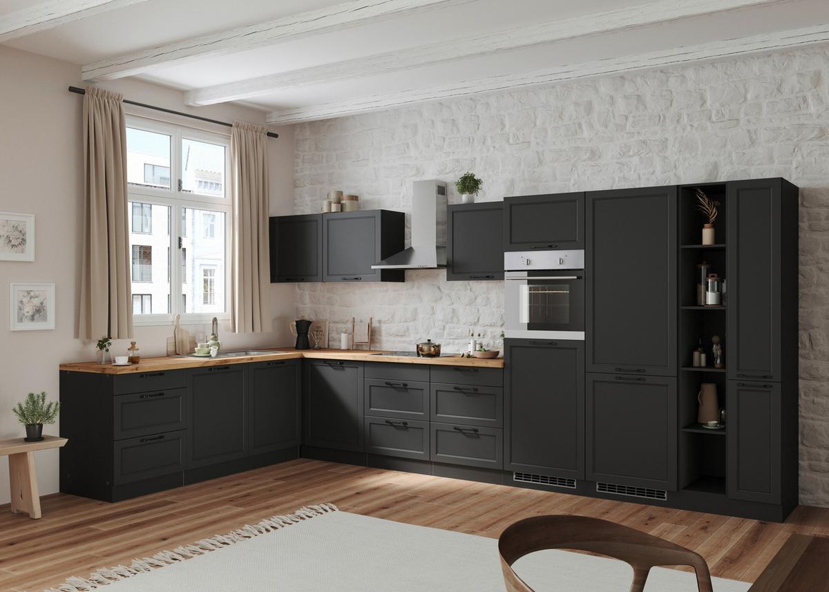 Eckküche Meran mit Geräten 240x420 cm Grau/Eiche Dekor - Eiche Wotan/Grau, LIFESTYLE, Holzwerkstoff (240/420cm) - Held