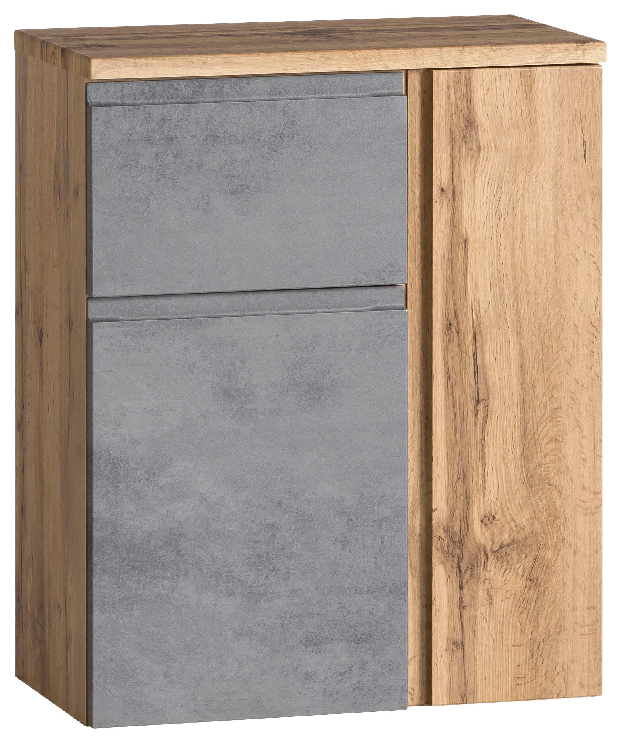 Badezimmer Unterschrank Varese BxH 65x79 cm Grau/ Eiche Dekor - Eiche Wotan/Hellgrau, MODERN, Holzwerkstoff (65/79/35cm) - Held