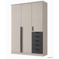 Kleiderschrank Arnis mit Schubladen B: 135,6cm - Kaschmir/Graphitfarben, Trend, Holzwerkstoff (135,6/210/52cm)