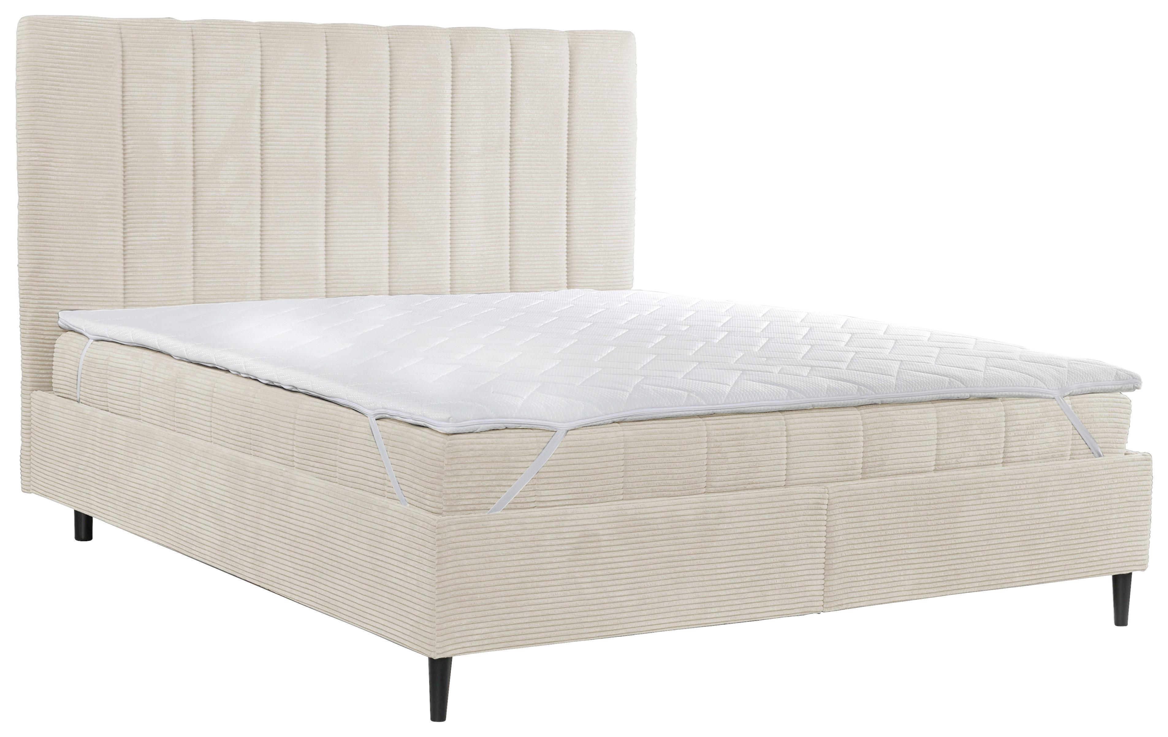 Polsterbett mit Lattenrost Mia Creme 180x200 cm - Creme/Schwarz, LIFESTYLE, Holz/Holzwerkstoff (180/200cm) - Livetastic