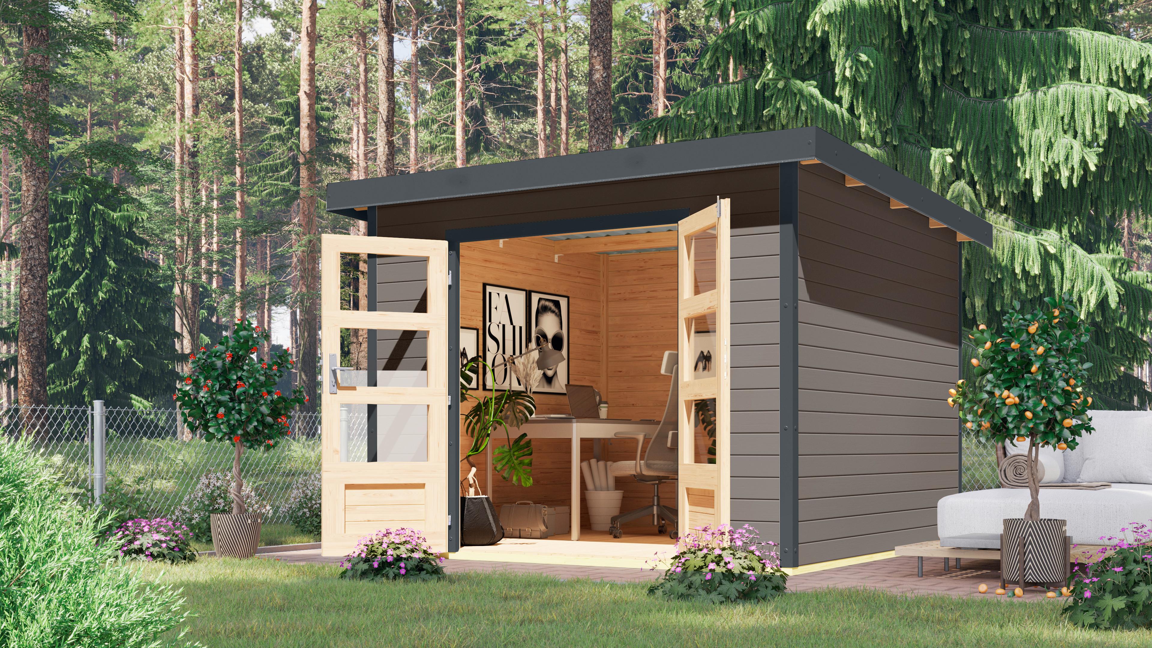 Gartenhaus Aetos 271/218/271 cm - Anthrazit/Grau, Basics, Holz/Metall (271/218/271cm)