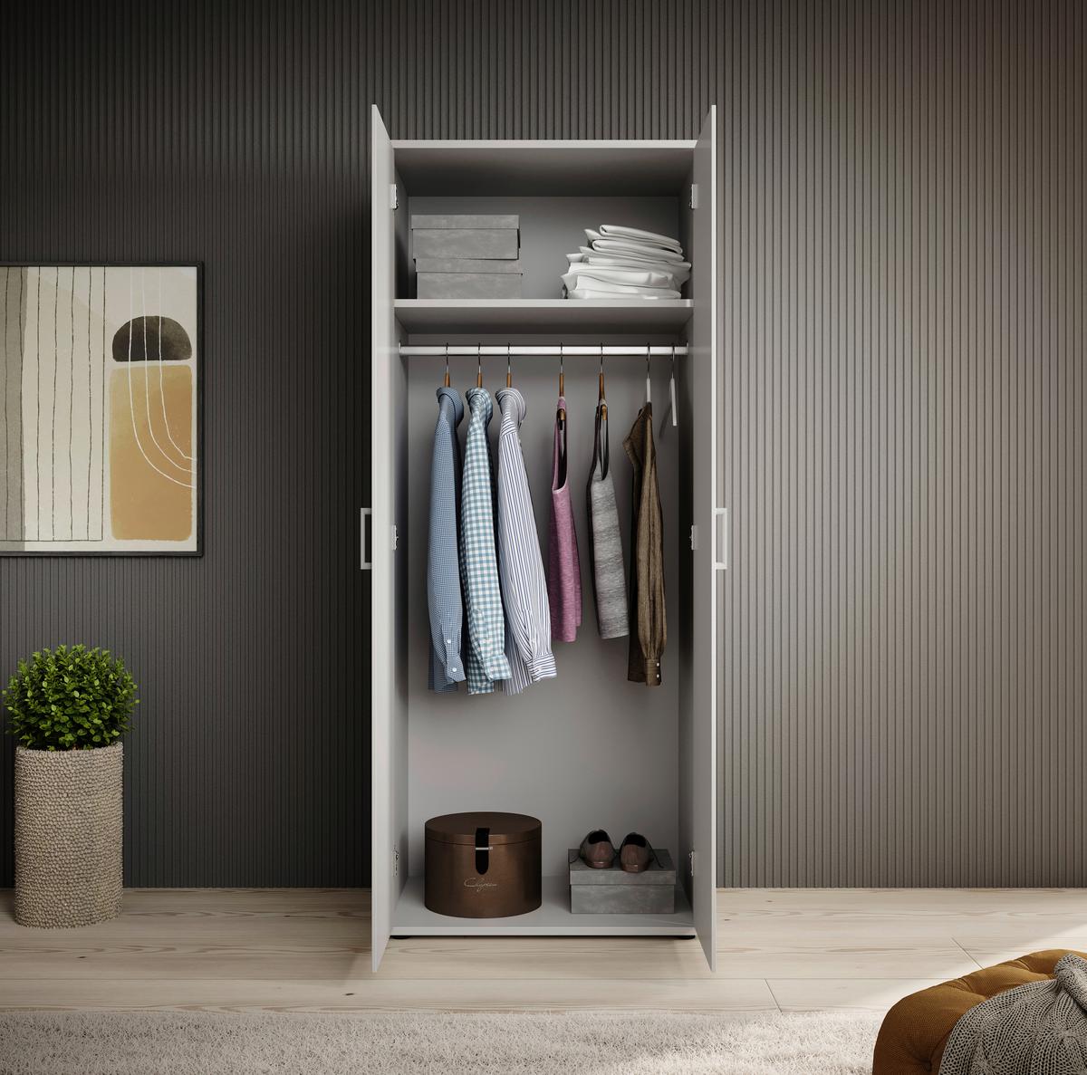 Kleiderschrank Olli Ii Weiß, B: 80 Cm - Weiß, KONVENTIONELL, Holzwerkstoff (80/196/54cm)